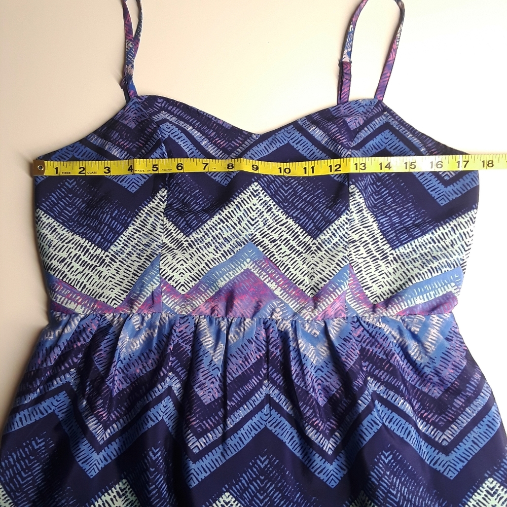 AEO AMERICAN EAGLE OUTFITTERS Blue Purple Chevron Print Sleeveless Dress 10 M - Picture 10 of 12